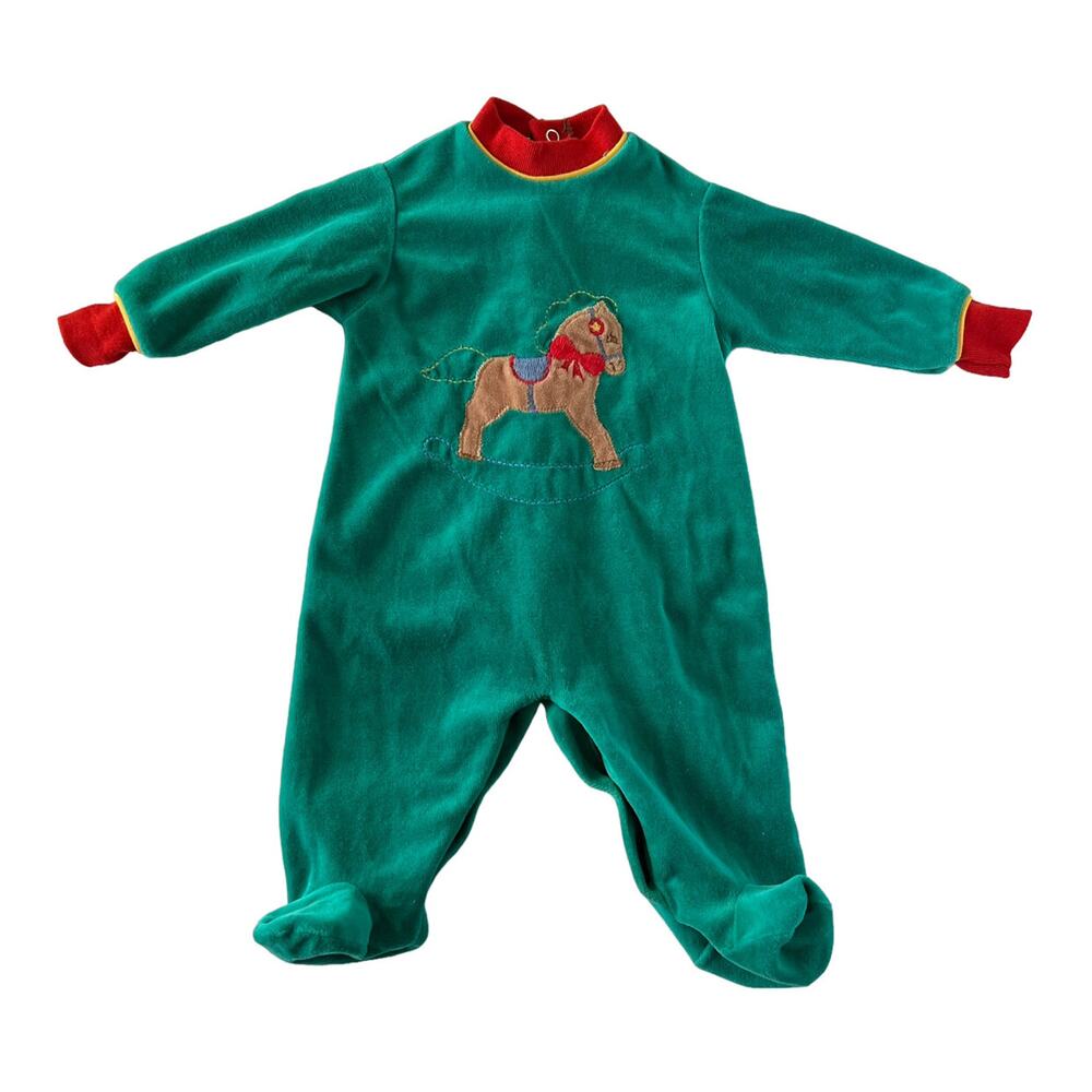 Vintage Velour Rocking Horse Footie
